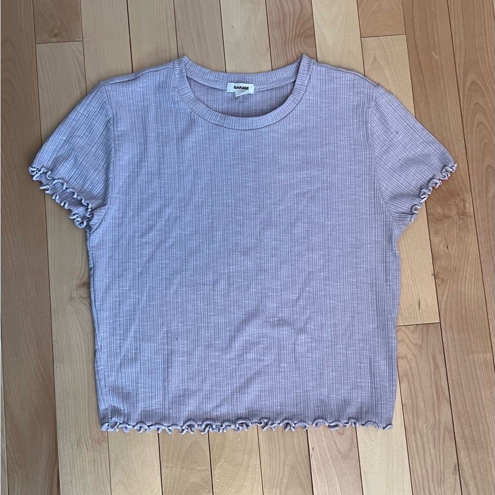 Garage Lavender Ribbed Short Sleeve Top